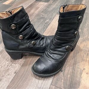 Lassen Black Leather 3-strap Ankle Boot Booties Sz 10.5 Retro Military Goth